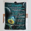 Fleece Blanket To My Daughter - I Love You Love Mom Sunflower Butterfly