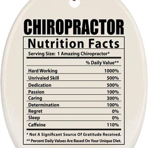 Funny Chiropractor Nutritional Facts Gifts 2022 Christmas Tree Ornaments Oval Ceramic Gift