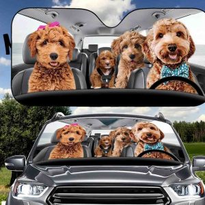 Love Goldendoodle Family Couple Car Windshield Sun Shade