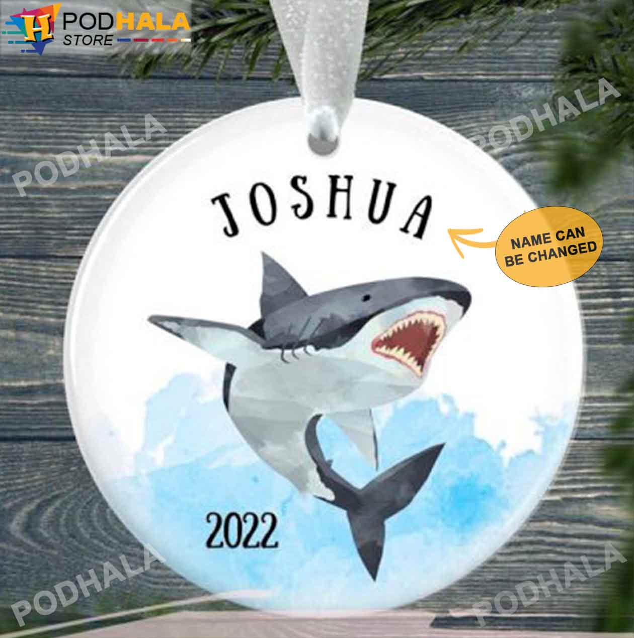 Custom Name Shark Ornament, Custom Family Ornaments