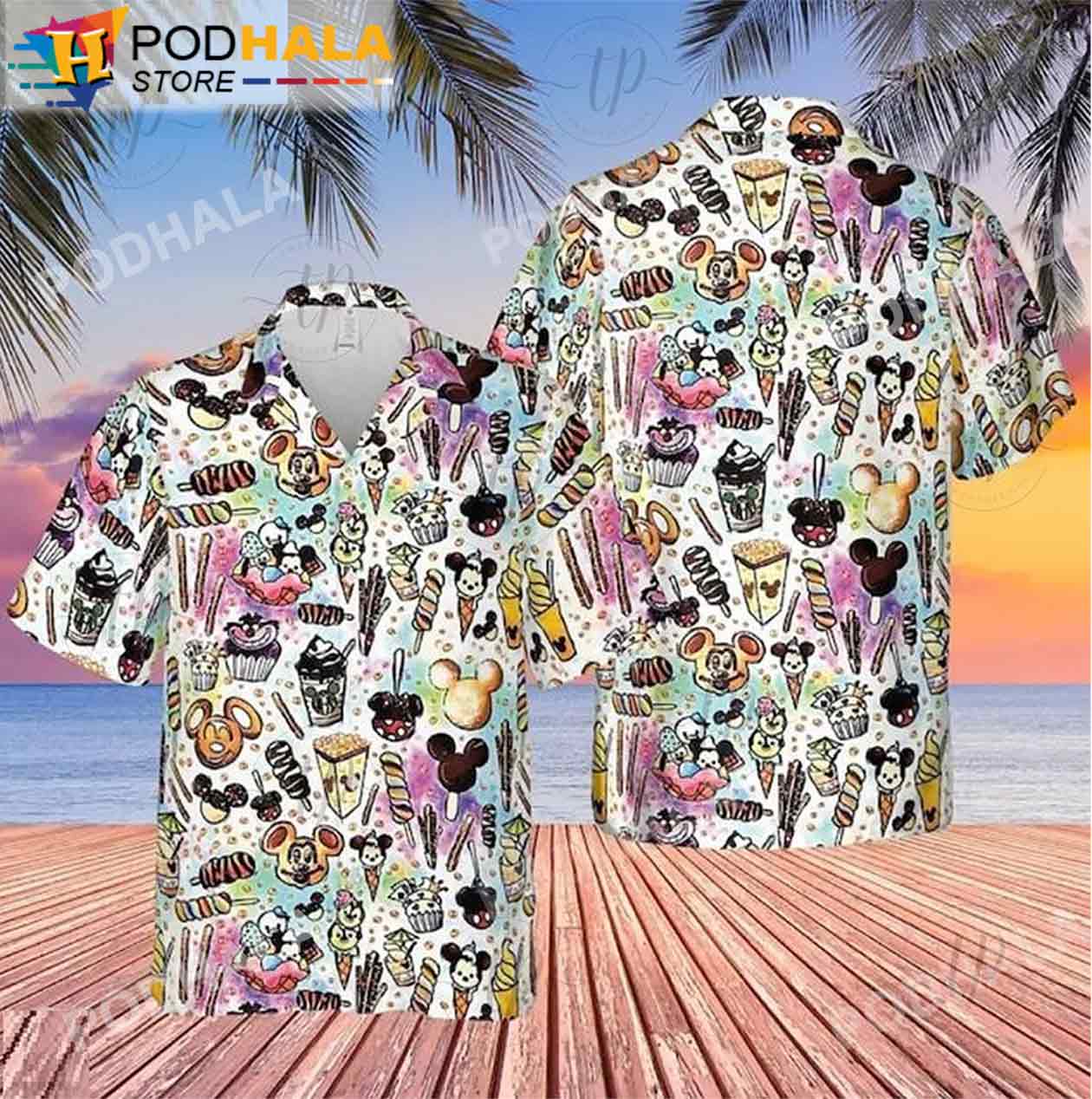 Funny Cartoon Pirates Hunting Mickey Mouse Hawaiian Shirt 3D - Bring Your  Ideas, Thoughts And Imaginations Into Reality Today