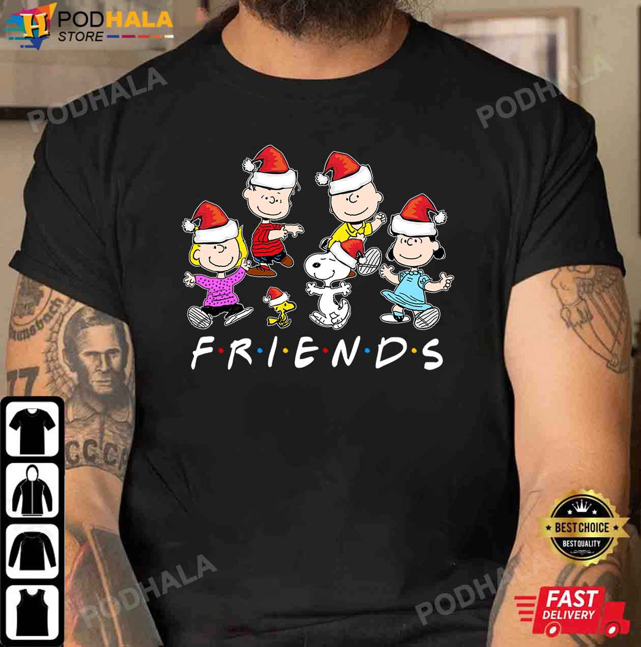 Friends Peanuts Christmas Characters Charlie Brown Snoopy Christmas Shirt