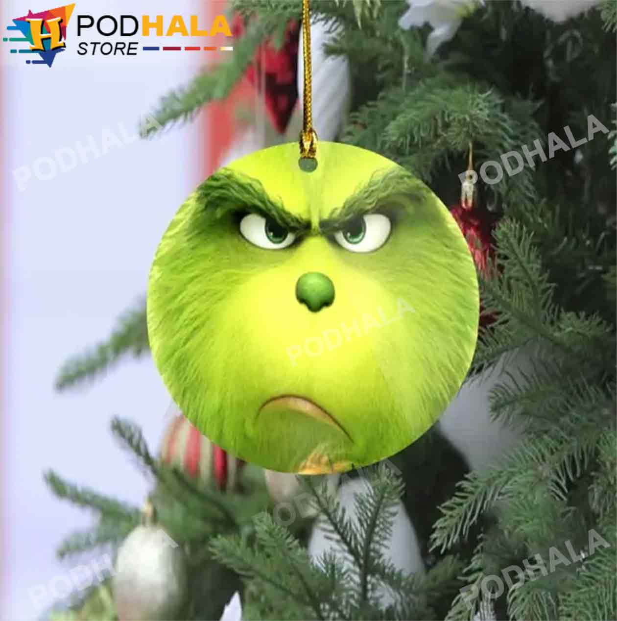 Grinch Face Ornament, Scary Face Grinch Funny Xmas Gifts