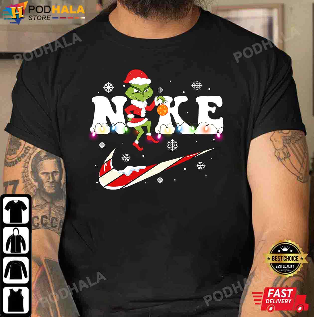 Grinch Christmas Shirt, The Grinch Nike Christmas lights 2022 T-Shirt