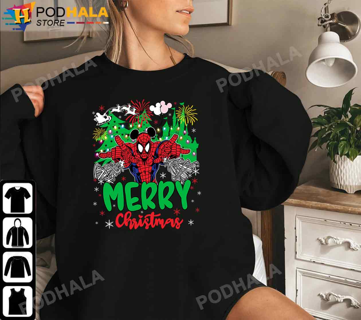 Merry Christmas Spiderman Mickey Ears, Mickey Christmas Shirt