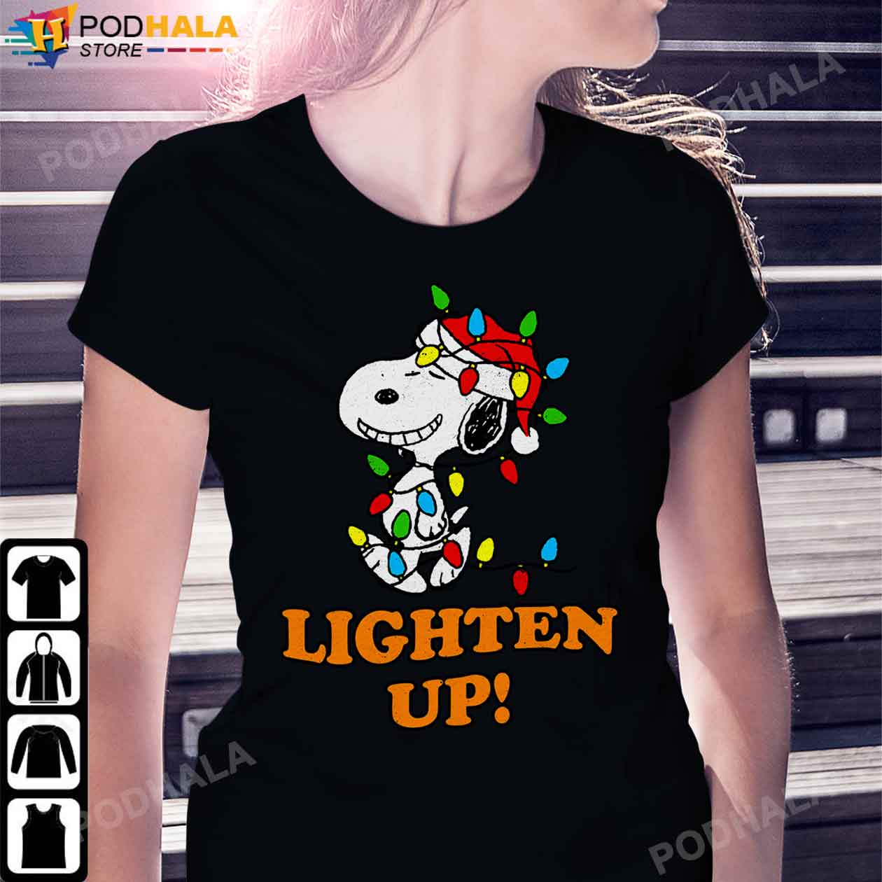 Peanuts Christmas Snoopy Christmas Shirt Lighten Up T-Shirt, Xmas Gifts