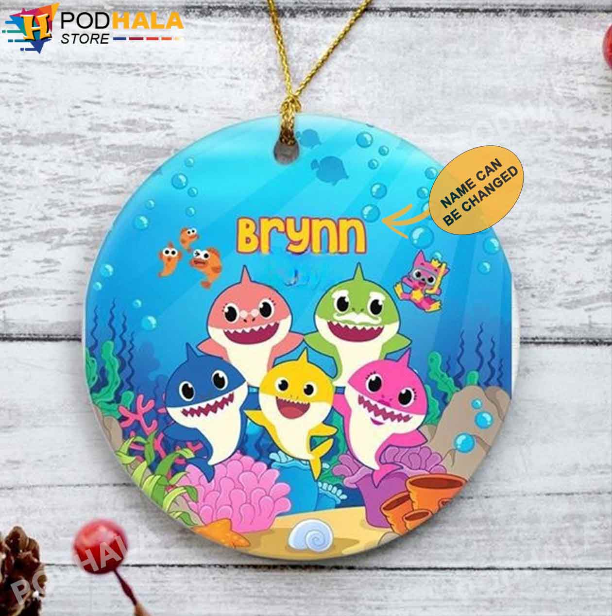 Personalized Family Christmas Ornaments, Baby Sharks Custom Name Ornament