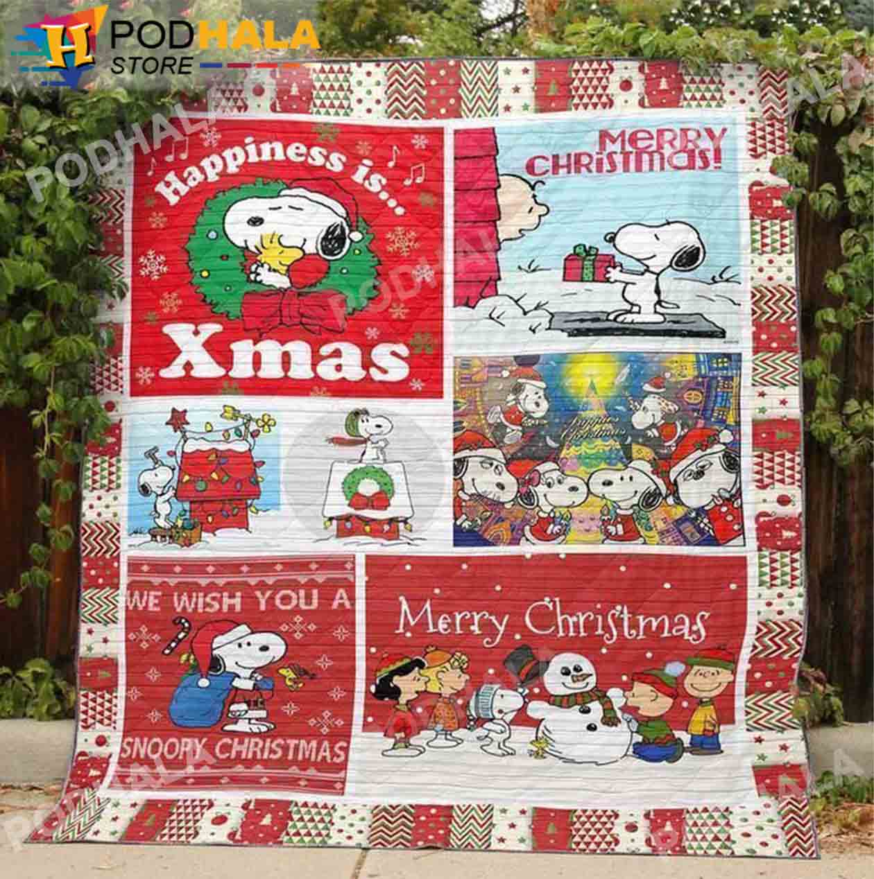 Christmas Snoopy Blanket, Funny Peanuts Santa Snoopy Blanket