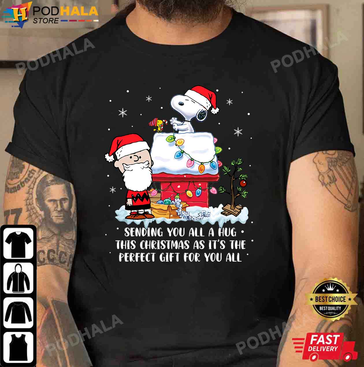 Charlie Brown t-shirt, Snoopy Doghouse Christmas T-shirt