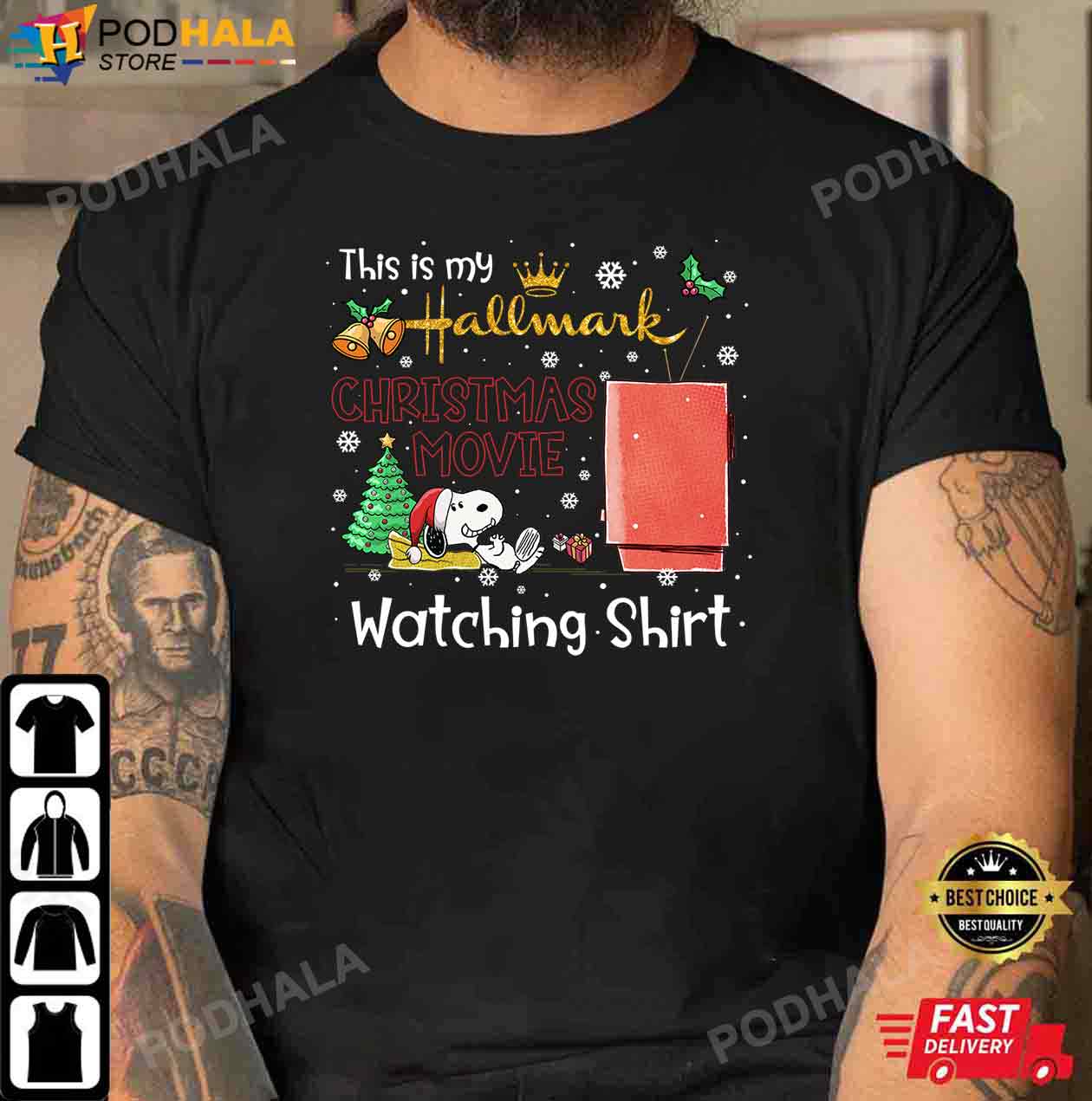 Snoopy Christmas Shirt, This Is My Hallmark Christmas Movie Watching Shirt